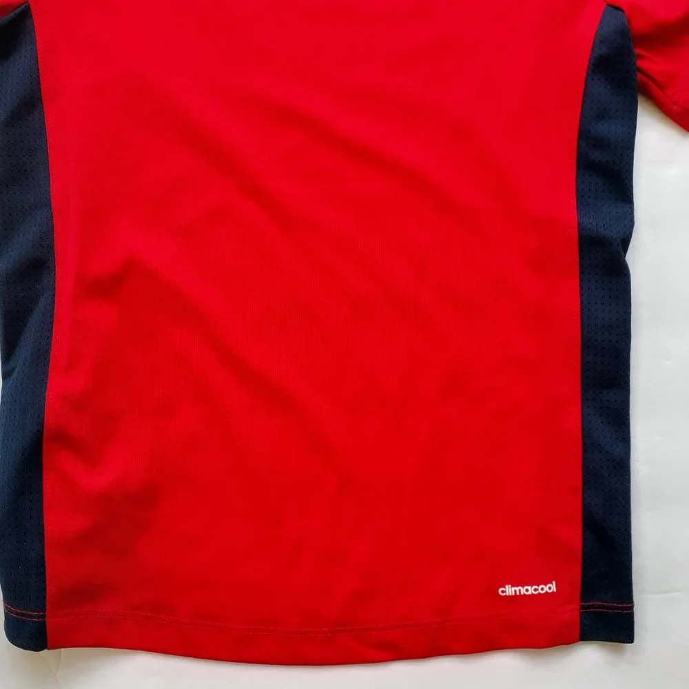Adidas Boys T-Shirt Red Blue Climacool Active Short Sleeve Size 5